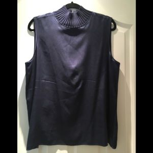 Lafayette 148 Navy Silk Tank Blouse